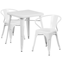 Flash Furniture CH-31330-2-70-WH-GG Metal Table Set in White